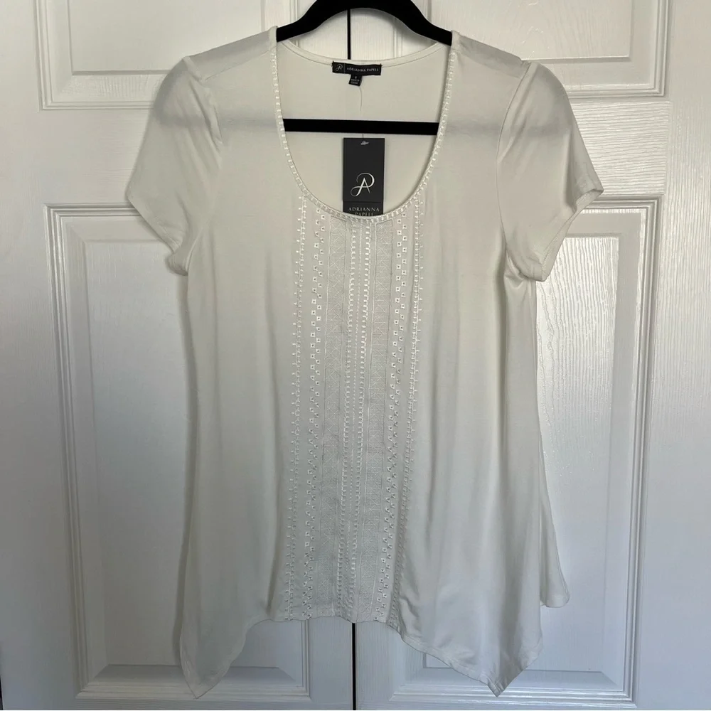 NWT White Adrianna Papell Blouse Size S